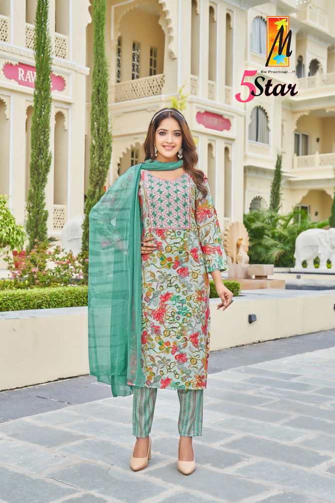 5 Star By master Capsule Foil Printed Kurti With Bottom Dupatta Wholesale Price In Surat